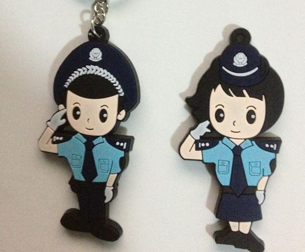 cartoon police Silicone Keychain[SY476]